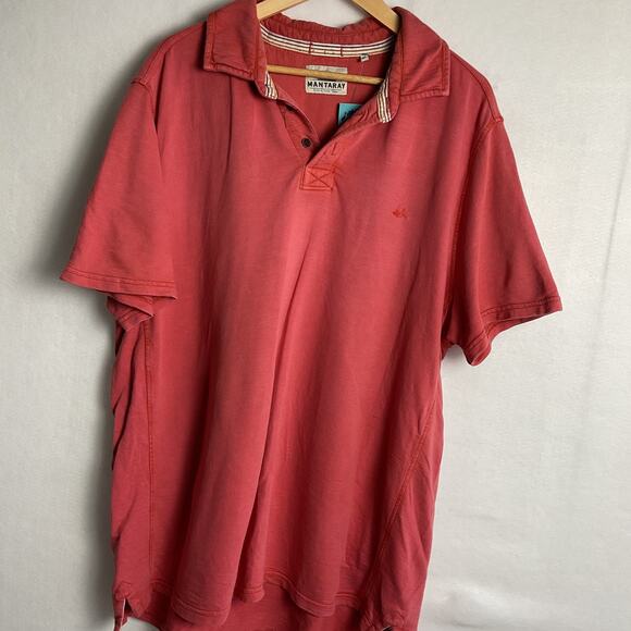 Mantaray Durable Mens Size XL Red Polo 1/2 Button Up Top - Picture 2 of 7